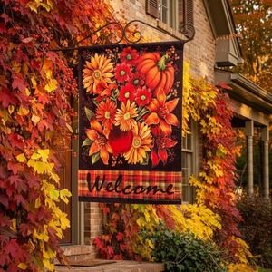 Briarwood Lane Autumn Floral Welcome house  Flag Sunflower Pumpkin outdoor decor